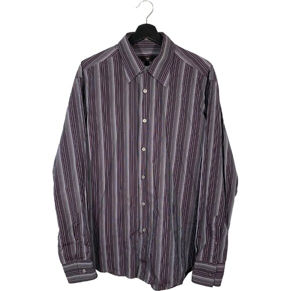 Z Zegna Vertical Stripe Pearl Button City Shirt Size XL - Picture 1 of 6